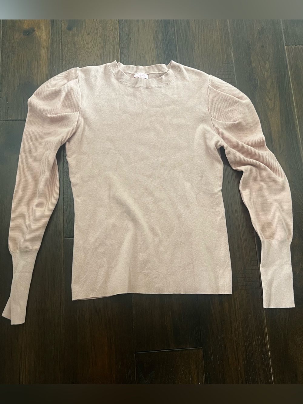 Kissing you pink fitted puff sleeve sweater